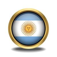 Argentinien Flagge Kreis gestalten Taste Glas im Rahmen golden vektor