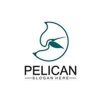 Pelikan Vogel Logo Design, Linie Kunst Pelikan Vogel Logo Vektor Illustration Vorlage
