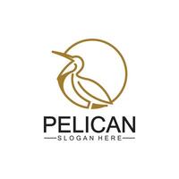 Pelikan Vogel Logo Design, Linie Kunst Pelikan Vogel Logo Vektor Illustration Vorlage