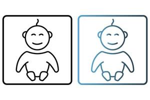 Baby Symbol Illustration. Symbol verbunden zu Baby Pflege. Gliederung Symbol Stil. einfach Vektor Design editierbar