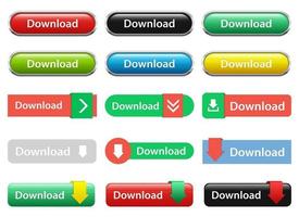 nedladdningsknapp vektor design illustration set isolerad på vit bakgrund