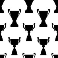 Siegertrophäe Cup nahtlose Muster. schwarze einfache Silhouettentextur. Meisterpreis für den ersten Platz. Vektor-Illustration. vektor