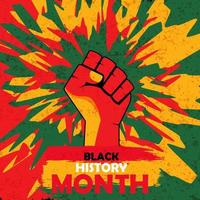 svart historia månad baner med Uppfostrad upp och afrikansk amerikan texturerad flagga vektor