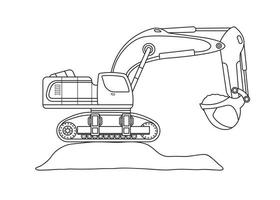 hand dragen vektor illustration Färg barn konstruktion grävmaskin på topp av smuts