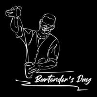 Kneipier Tag einfach Vektor Illustration. Barmann oder Barista Job minimal Hintergrund, Banner, Poster.