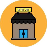 kaffe affär fylld översikt ikon vektor