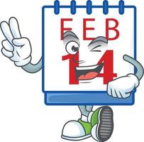 14 .. Valentinstag Kalender Karikatur Charakter Stil vektor