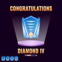 spel ui diamant rankad nivå upp gränssnitt för spel ui tillgång element vektorillustration vektor