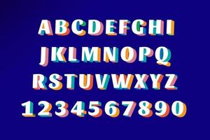 bunte Typografie Buchstaben und Zahlen, Vektor der modernen lebendigen Farbalphabete und -zahlen
