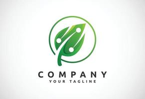grön tech logotyp mönster mall, kreativ natur teknologi begrepp logotyp symbol vektor