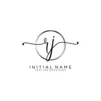 första rj feminin logotyp samlingar mall. handstil logotyp av första signatur, bröllop, mode, smycken, boutique, blommig och botanisk med kreativ mall för några företag eller företag. vektor