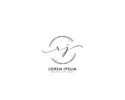 första rj feminin logotyp skönhet monogram och elegant logotyp design, handstil logotyp av första signatur, bröllop, mode, blommig och botanisk med kreativ mall vektor