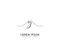 första rj feminin logotyp skönhet monogram och elegant logotyp design, handstil logotyp av första signatur, bröllop, mode, blommig och botanisk med kreativ mall vektor