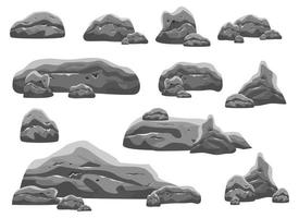 Boulder Steine Vektor Design Illustration Set isoliert auf weißem Hintergrund. Spiel-Assets