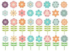 schöne Blumen packen Vektor-Design-Illustrationsset lokalisiert auf weißem Hintergrund vektor