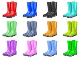 Gummi Gartenstiefel Vektor Design Illustration Set isoliert auf weißem Hintergrund