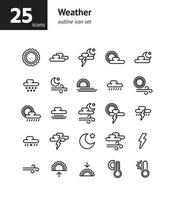 Wetterumriss-Symbolsatz. Vektor und Illustration.