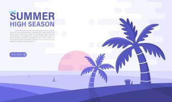 Sommerhochsaison. Meer und Strand Hintergrund. Webdesign elemant. Vektorillustration vektor