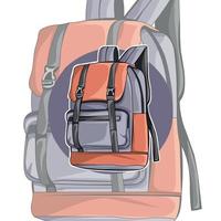 brun och lila ryggsäck. ryggsäckens ovanliga design. tillbehör vektor