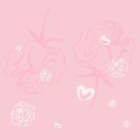 Herz und Rosen auf einem rosa Hintergrund für Valentinstag. vektor