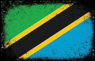 gammal smutsig grunge årgång tanzania nationell flagga illustration vektor