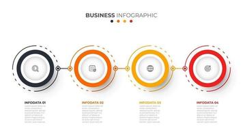 Zeitlinie Info Grafikdesign Vektor und Symbole. Kreisprozess mit 4 Optionen oder Schritten. Vektor Business-Vorlage für die Präsentation.