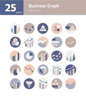 Business Graph Flat Icon Set. Vektor und Illustration.