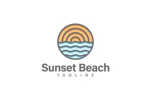 Sonnenuntergang-Strand-Logo-Design-Vektor vektor