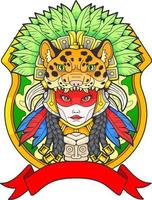 söt aztec prinsessa, illustration design vektor