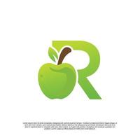 brev r logotyp design med frukt mall färsk logotyp premie vektor