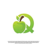 Brief q Logo Design mit Obst Vorlage frisch Logo Prämie Vektor