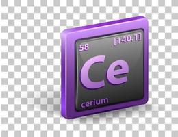 cerium kemiskt element. kemisk symbol med atomnummer och atommassa. vektor