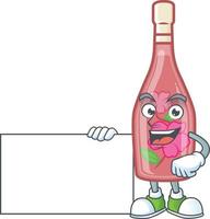 Rosa Flasche Wein Karikatur Charakter Stil vektor