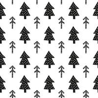 scandinavian sömlös mönster med klotter gran träd. vektor