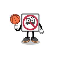 Nein Lastwagen Straße Zeichen Illustration wie ein Basketball Spieler vektor