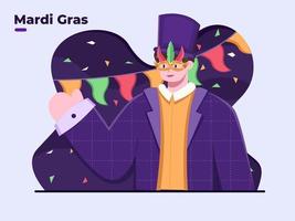 platt illustration firar mardi gras dag festival vektor