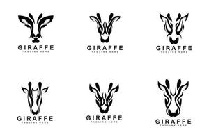 giraff logotyp design, giraff huvud vektor silhuett, hög nacke djur, Zoo, tatuering illustration, produkt varumärke