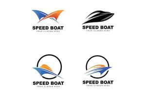 Schnellboot-Logo, schneller Frachtschiff-Vektor, Segelboot, Design für Schiffsbauunternehmen, Schifffahrt, Seefahrzeuge, Transport vektor