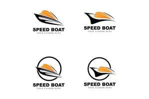 Schnellboot-Logo, schneller Frachtschiff-Vektor, Segelboot, Design für Schiffsbauunternehmen, Schifffahrt, Seefahrzeuge, Transport vektor