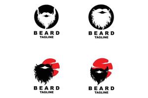 Bart-Logo-Design, männlicher Look-Haarvektor, Herren-Barbershop-Stil-Design vektor