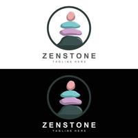 Gleichgewichtsstein-Logo-Design, Vektortherapiestein, Massagestein, heißer Stein und Zenstone, Produktmarkenillustration vektor