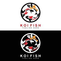 Koi-Fisch-Logo-Design, chinesischer Glücks- und Triumph-Zierfischvektor, Firmenmarke Goldfisch-Symbol vektor