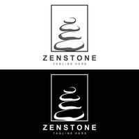 Gleichgewichtsstein-Logo-Design, Vektortherapiestein, Massagestein, heißer Stein und Zenstone, Produktmarkenillustration vektor