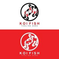 koi fisk logotyp design, kinesisk tur- och triumf dekorativ fisk vektor, företag varumärke guld fisk ikon vektor