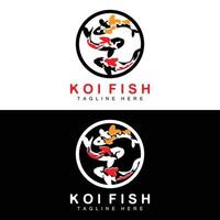 Koi-Fisch-Logo-Design, chinesischer Glücks- und Triumph-Zierfischvektor, Firmenmarke Goldfisch-Symbol vektor