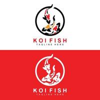 Koi-Fisch-Logo-Design, chinesischer Glücks- und Triumph-Zierfischvektor, Firmenmarke Goldfisch-Symbol vektor