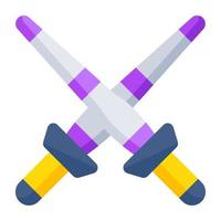 Symbol für das Konzept des Kampfwerkzeugs, Vektordesign von Kreuzschwertern vektor