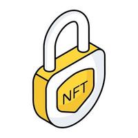 eben Design Symbol von nft Sicherheit vektor