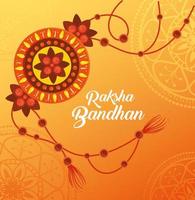 Grußkarte mit dekorativem Rakhi für Raksha Bandhan vektor