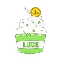 st Patricks Tag Urlaub behandeln Glücklich Cupcake Gold Münze vektor